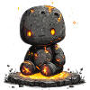 Lava Stone Figure Glowing Lava Motif