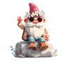 Summer gnome with flower wreath