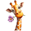Giraffe with flower