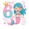 Mermaid 6th Birthday 6 Years