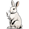 White Rabbit with Leaf Plant