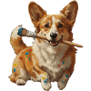 Corgi-Künstler mit Pinsel