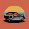 Retro Sunset Car Illustration