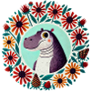 Dino in Floral Circle