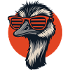 Bouquet with sunglasses, Nandu, Emu