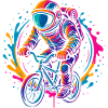 Astronaute néon à vélo, VTT, VTT
