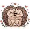 Hedgehog Couple Love with Hearts