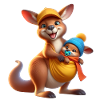 Happy kangaroo with baby