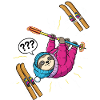 Confused sloth while skiing