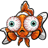 Cute goldfish cartoon big eyes tired