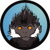 Singe Bleu Badge Illustration
