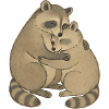 Couple de ratons laveurs câlins
