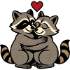 Raccoon Love Hug Retro Cartoon