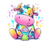 Rainbow cow with milkshake