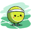 Kawaii tennis ball on court