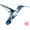 Hummingbird with Kanji Stamp