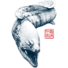 Moray eel with kanji stamp