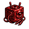 Red cube robot with eye