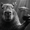 Capybara Underwater Selfie Funny Animal Motif