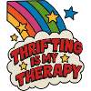 Thrifting Therapy Rainbow Sticker