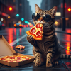 PizzaCat in neon rain