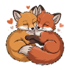 Two Foxes Hug