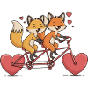 Foxen-Tandem mit Herzliebe fuchs paar