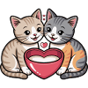 Cat Heart Togetherness