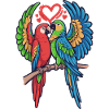 Love parrot duo in tropical style