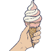 Glace à l'italienne en main