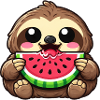 Cute Sloth Cartoon Kawaii Watermelon Summer