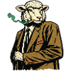 Sheep in suit with cigarette