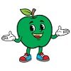 Green Apple Mascot in Sneakers