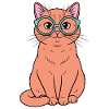 Ginger Cat in Teal Glasses