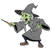 Hexe mit Holzzweigstab