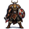 Guerrier viking avec bouclier et hache