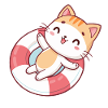 Chat kawaii en bouée estivale