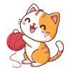 Chaton joyeux et pelote rouge