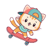 Cat skateboard with cap