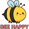 Heureuse d’abeilles | Jeu de mots mignon avec Kawaii Honey Bee