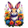 En kanin eller kanin blandt farverige blomster
