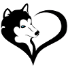 Husky silhouette with blue eye