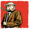 Agneau en costume avec un sifflet