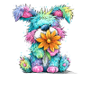 Bunter Welpe mit Blume
