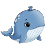 Blue cartoon whale with smile