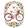 Rotes Fahrrad im Rosengarten
