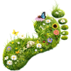 Green footprint of flowers and nature