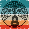 Ukulele Mandala on retro sunset