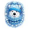 Niedlicher Eisbär im Winterlook