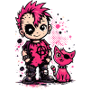 Punk Kid with Pink Cat
